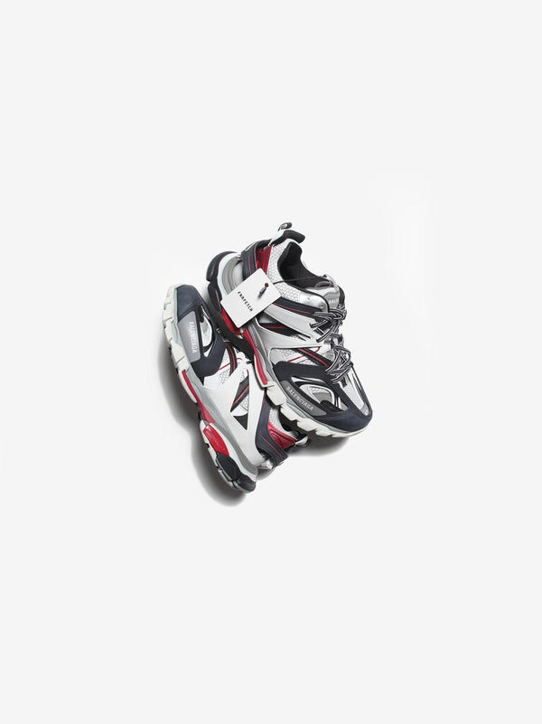 BALENCIAGA TRACK SNEAKERS IN WHITE GREY RED