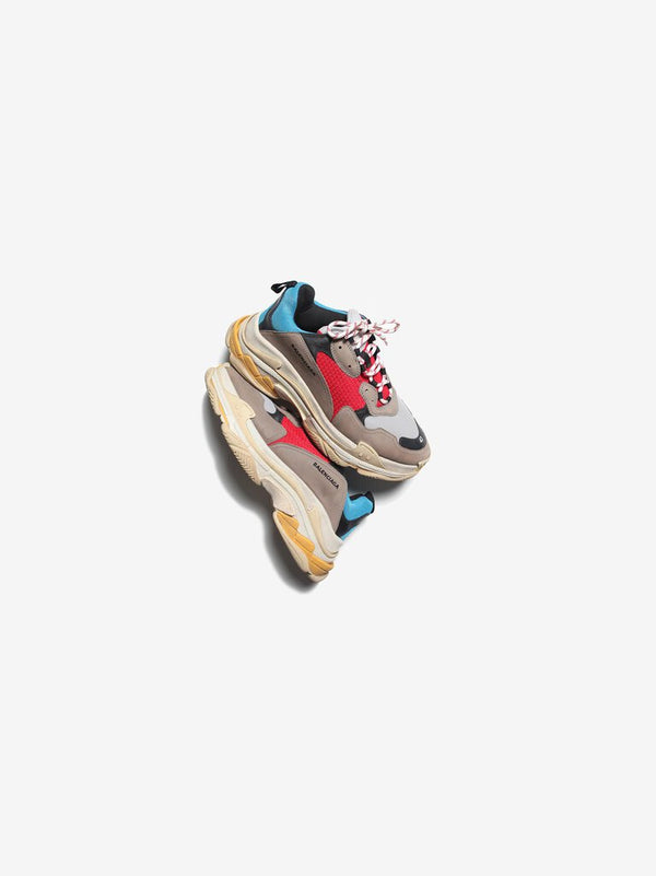 BALENCIAGA TRIPLE S GREY RED BLUE TRAINER SNEAKERS